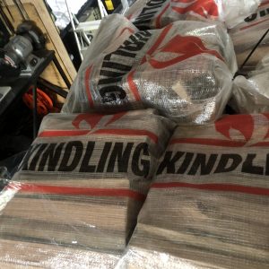 kindling firewood bags stacked on a pallet